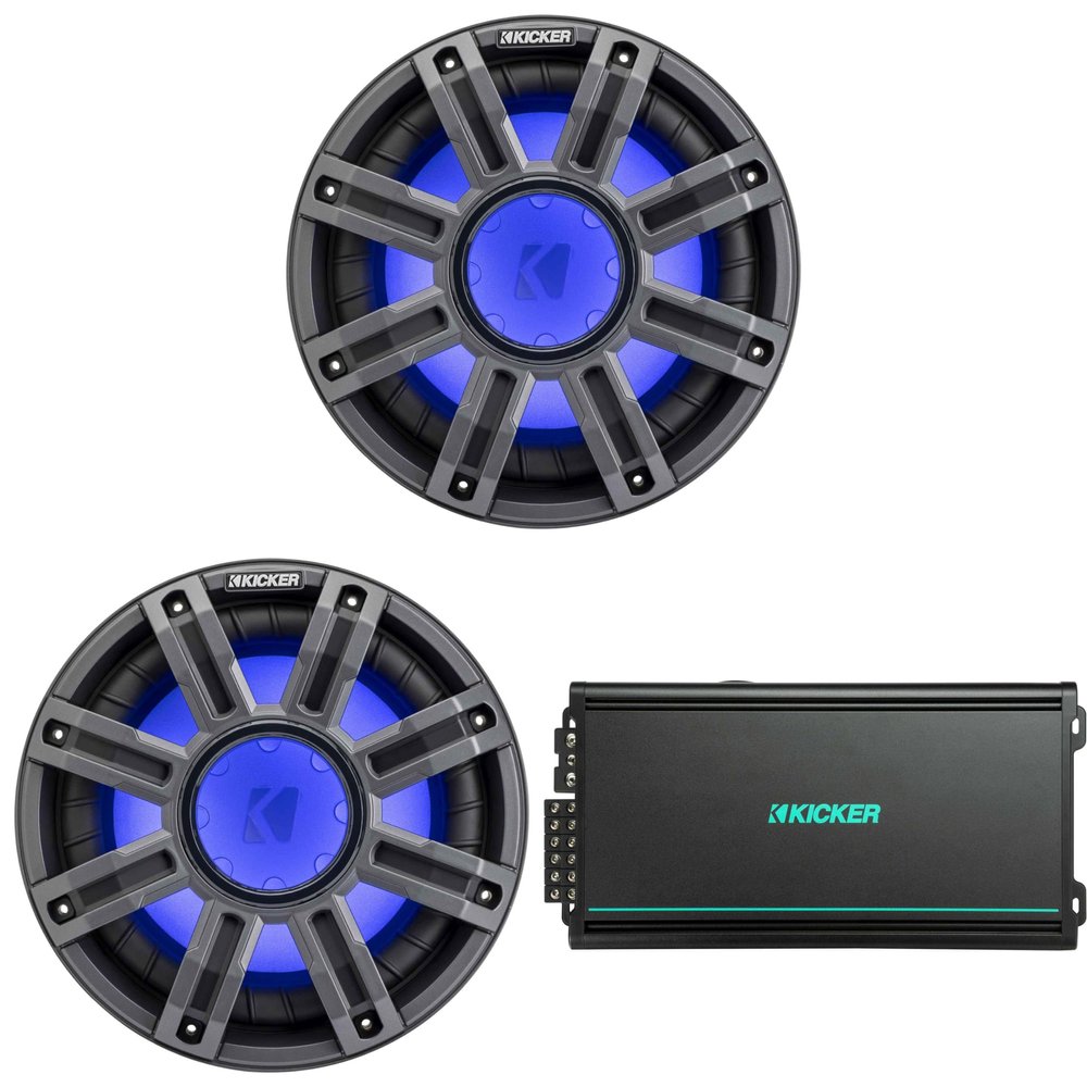 Kicker (2) 51MWF104 - MWF 10-Inch Premium Marine Subwoofer (Free-air) 4-ohm & 48KMA6006 Marine Amp Bundle