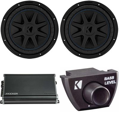 Kicker (2) 50CVX104 CompVX 10" Sub, Dual 4-Ohm & 46CXA12001 Amplifier w/Bass Knob Bundle
