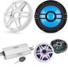 Clarion Marine 4 Channel Amp & Premium 7.7" w/ 10" White Grill Boat Audio Upgrade Bundle view 1