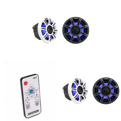 Kicker 51MSC654 - MSC 6.5-Inch Premium Marine 4-Ohm LED Coaxial System, (2) Pairs w/ 41KMLC LED Remote