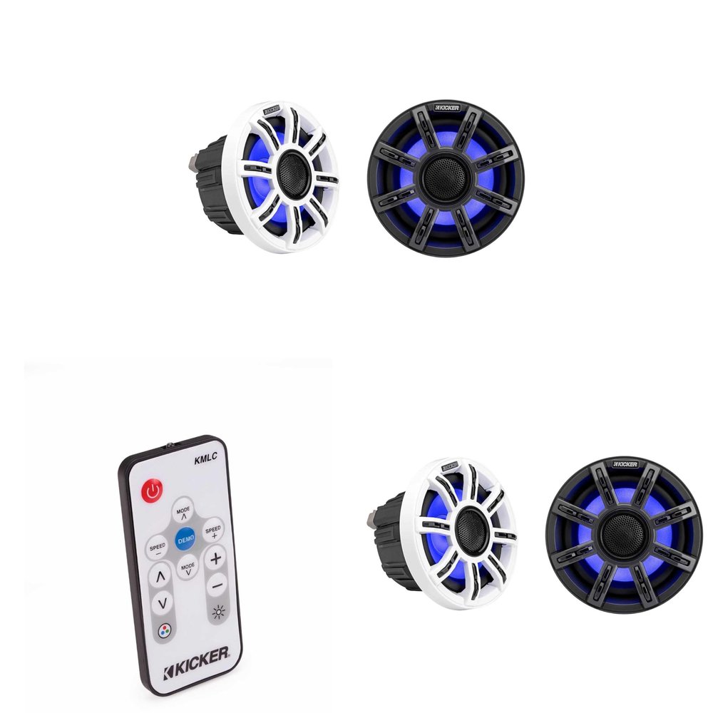 Kicker 51MSC654 - MSC 6.5-Inch Premium Marine 4-Ohm LED Coaxial System, (2) Pairs w/ 41KMLC LED Remote