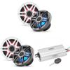 Clarion Marine 4 Channel Amp & (2) CMSP-651RGB-SWG 6.5" LED Boat Audio Upgrade Bundle view 1