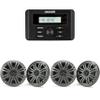 Kicker 46KMC3 Marine Gauge-Style Source & (2 Pairs) 45KM44 4" Marine Speakers Bundle view 1