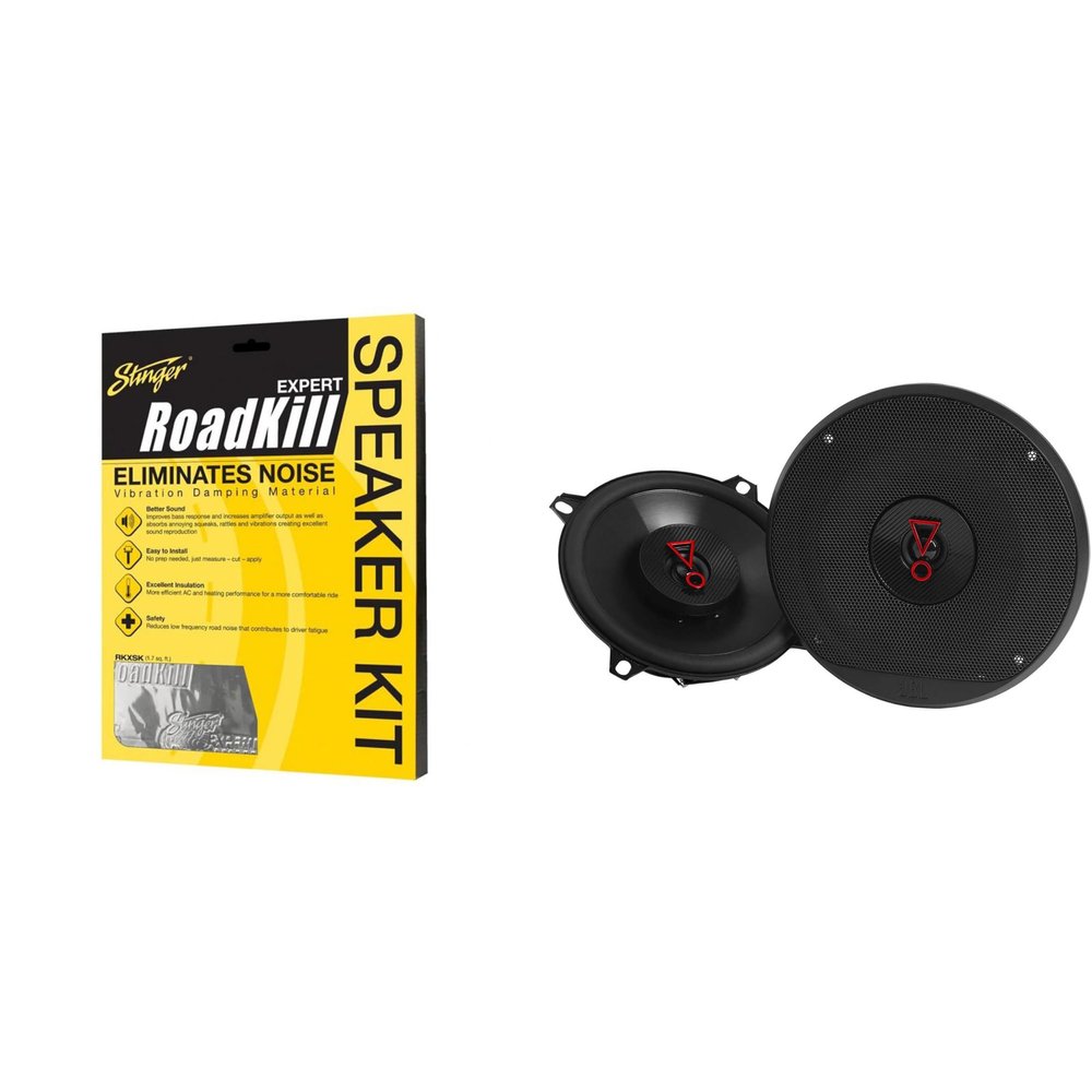 JBL Stage3527AM Stage3 5-1/4" Two-Way Car Audio Speakers - with Grills with RKXSK Roadkill Speaker Sound Deadening Kit 2-Peice: 1.7sq-ft Total (10 x 12)
