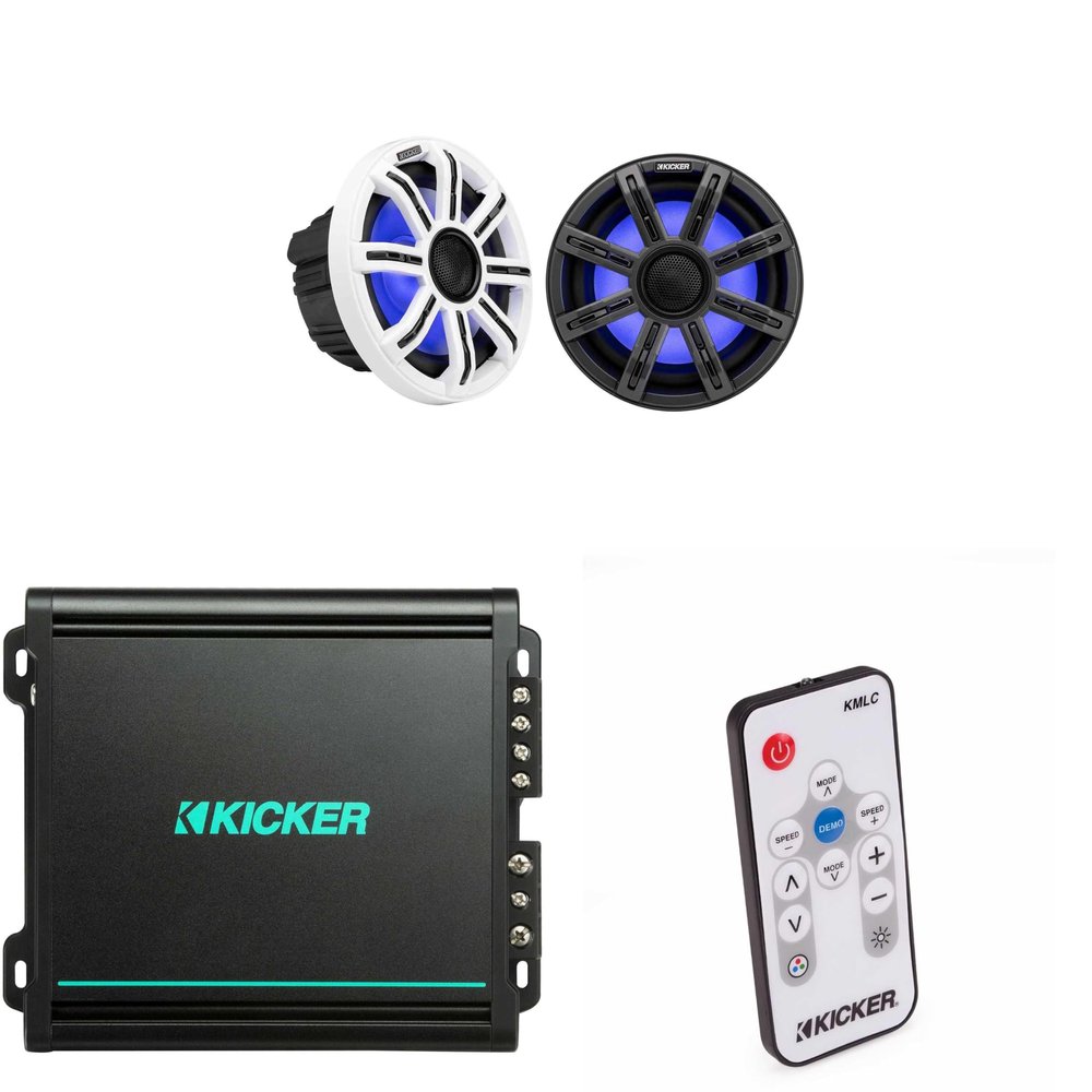KICKER 51MSC8 8 in Marine Speaker 48KMA1502 Amp Bundle