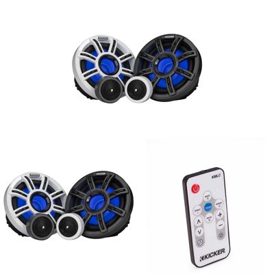 51MSS65Kicker 51MSS654 - MSS 6.5-Inch Premium Marine 4-Ohm LED Component System, (2) Pairs & 41KMLC led Remote