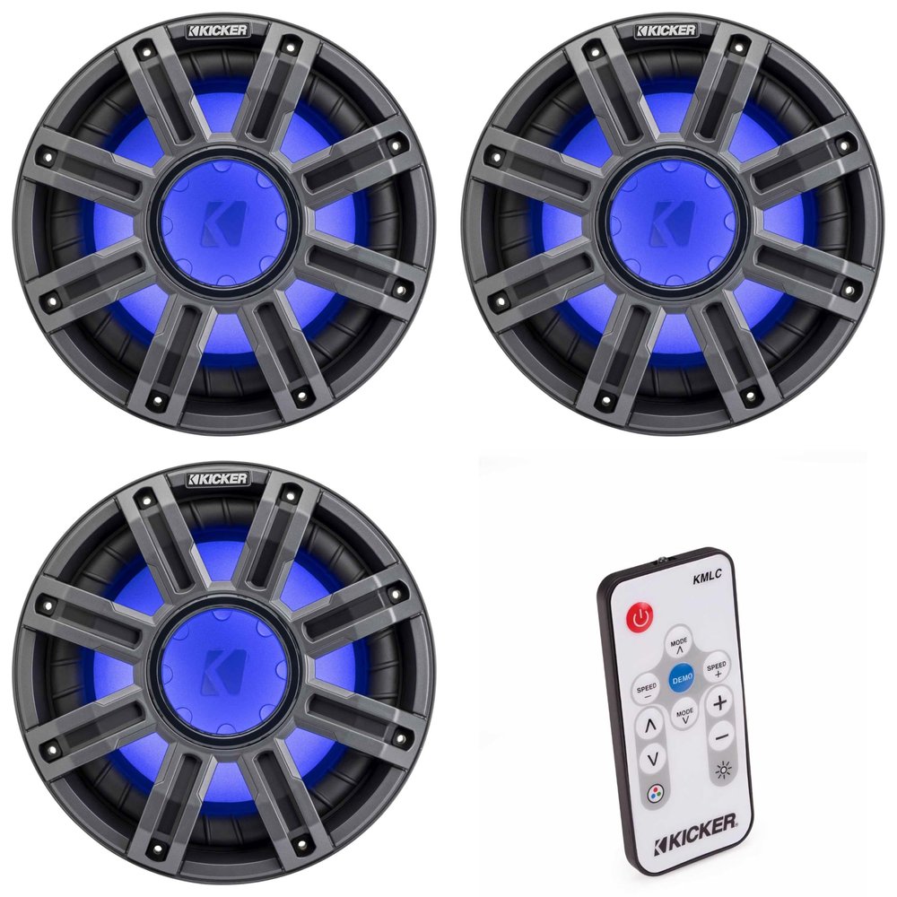 Kicker (3) 51MWF104 - MWF 10-Inch Premium Marine Subwoofer (Free-air) 4-ohm w/LED Remote