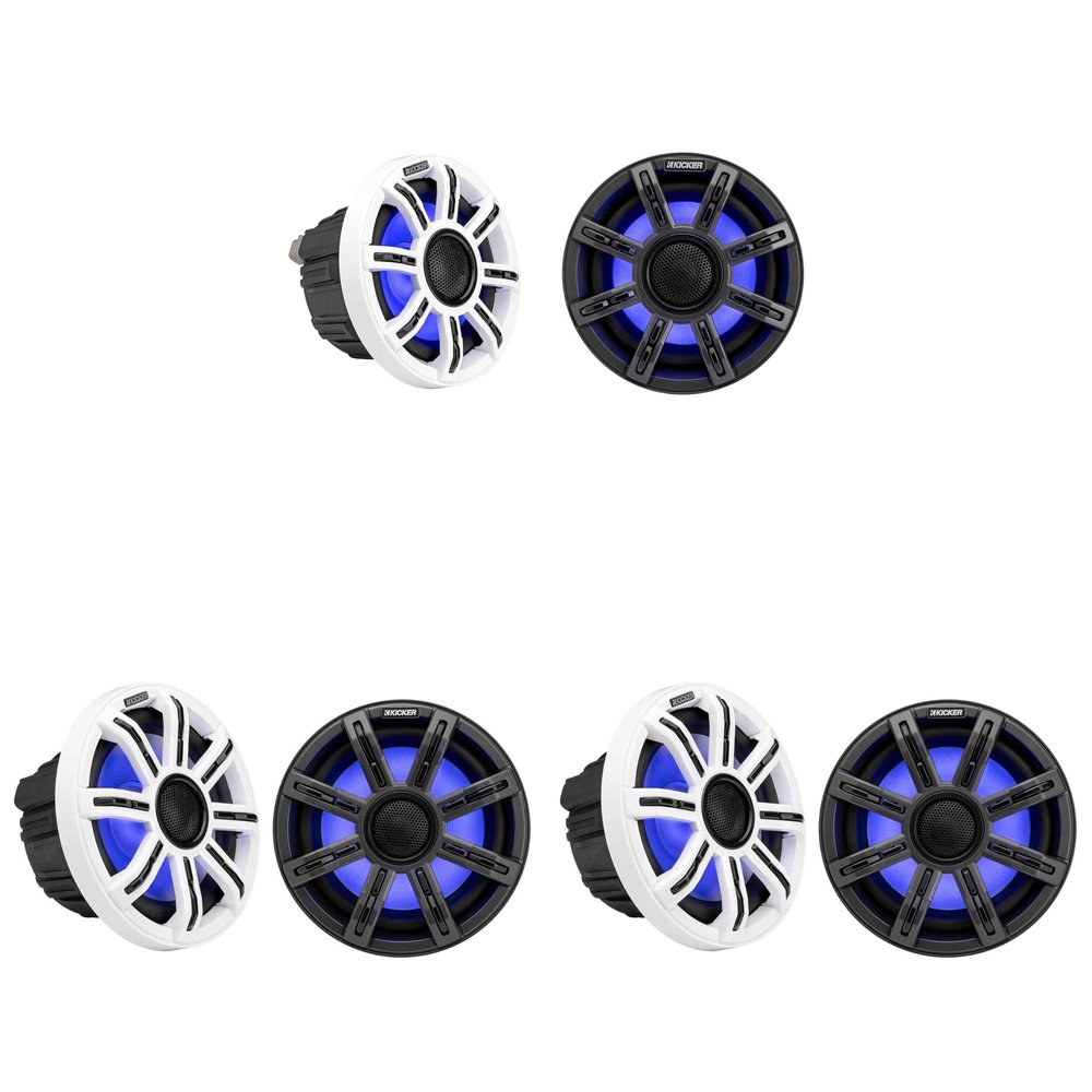 KICKER 51MSC84 - MSC 8-Inch Premium Marine 4-Ohm LED Coaxial System (2 Pair) & 51MSC65 6.5" Coaxial Bundle