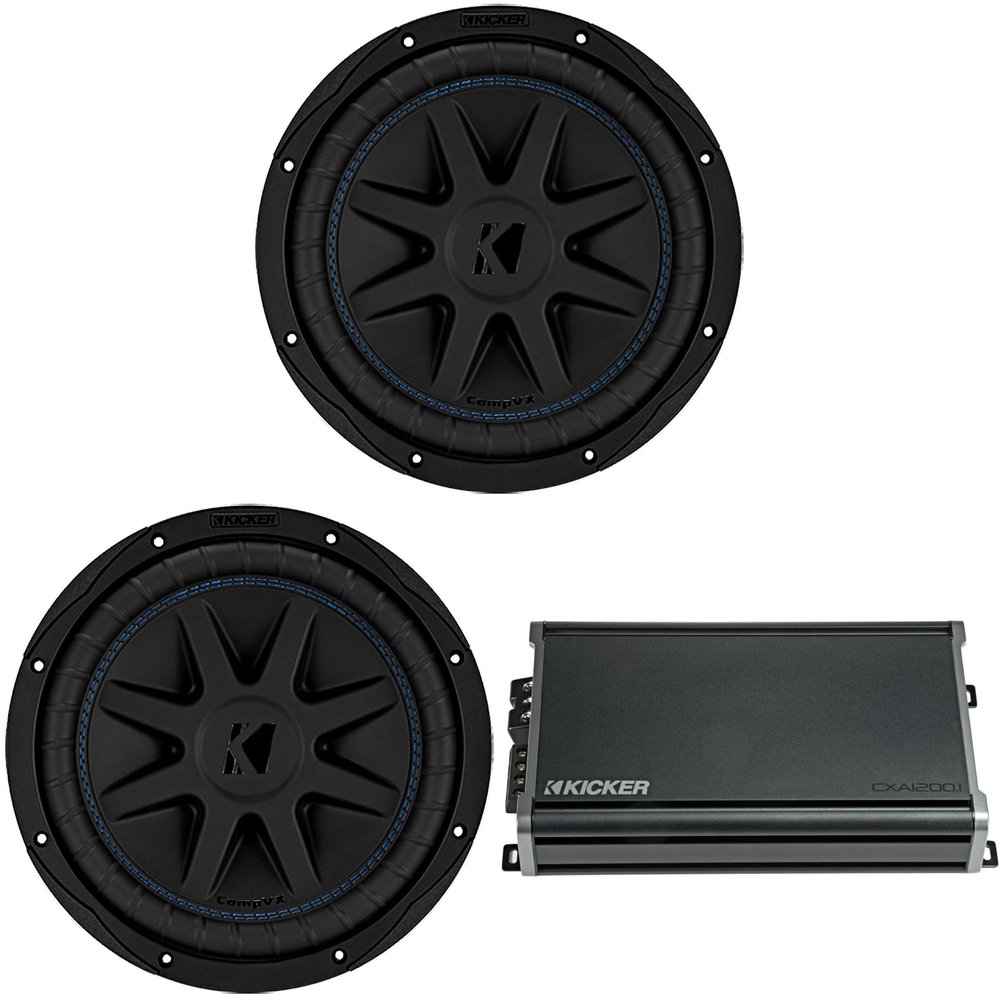 Kicker (2) 50CVX104 CompVX 10" Sub, Dual 4-Ohm & 46CXA12001 Amplifier