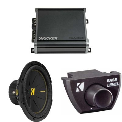 Kicker 50CWCS124 CompC 12" Subwoofer, Single 4-Ohm with CXA8001 Amp Bundle (Includes Bass Knob)