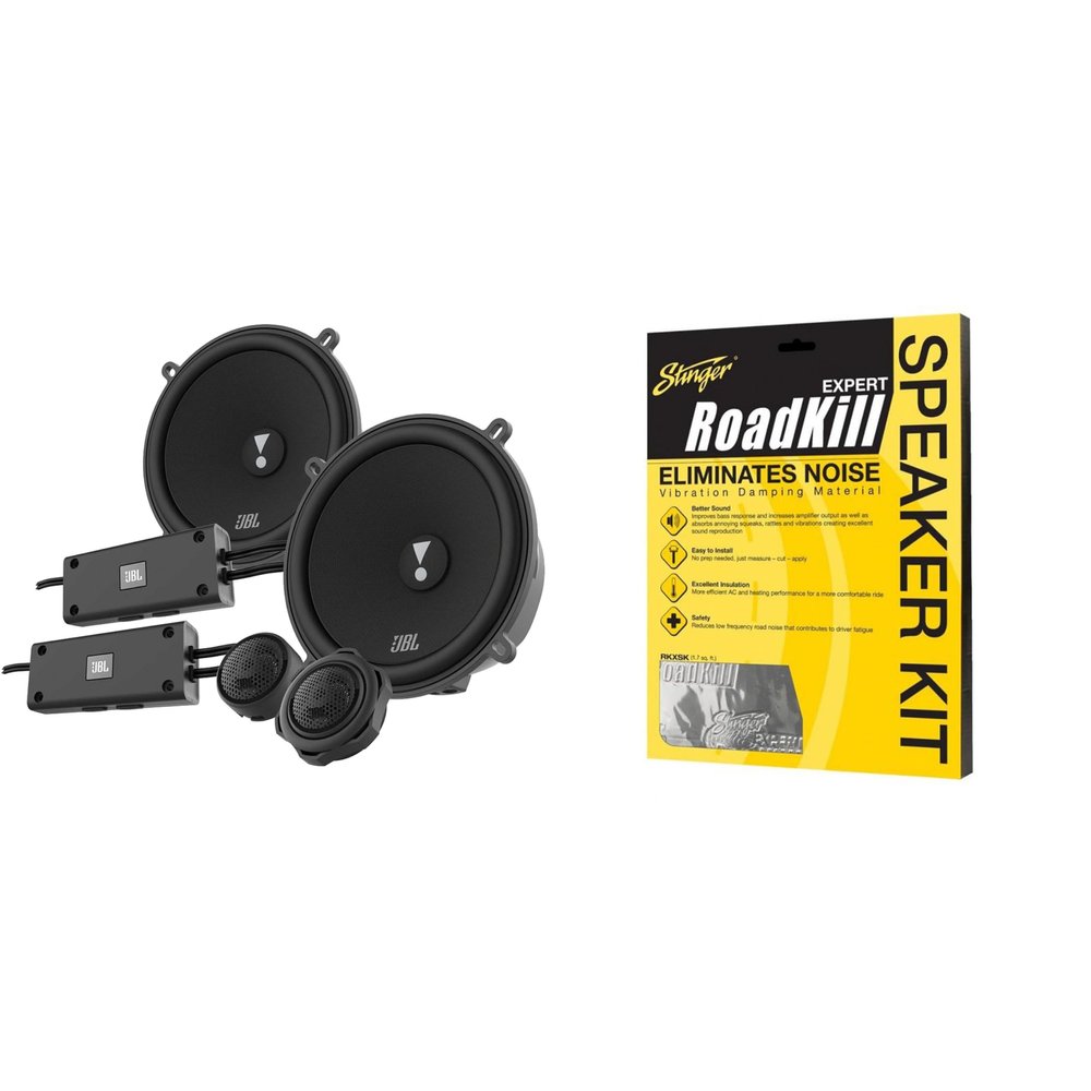 JBL STADIUM52CF 5 1/4" Stadium Series Step-up Car Audio Component Speaker System with RKXSK Roadkill Speaker Sound Deadening Kit 2-Peice: 1.7sq-ft Total (10 x 12)