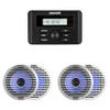Kicker 46KMC3 Marine Gauge-Style Source & (2 Pair) 51KM614FL 6.5" Thin-Mount Marine LED Speakers Bundle view 1