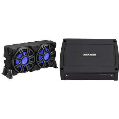 KICKER 51MWLE104 - MWE 10-Inch Loaded Premium Marine Sub Encl w/Passive Radiator 4ohm & 48KXMA4002 Marine Amp Bundle