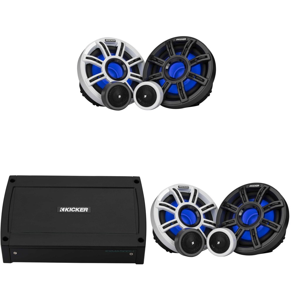 Kicker 51MSS654 6.5 in 2-Pair Marine Speaker 48KXMA5004 Bundle