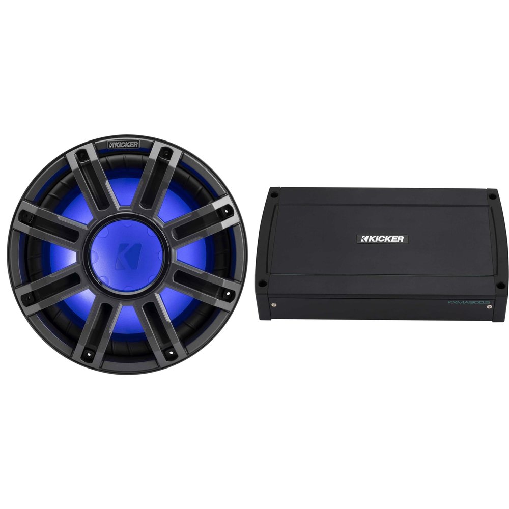 KICKER 51MWF124 12 in Marine Subwoofer 48KXMA9005 Amp Bundle