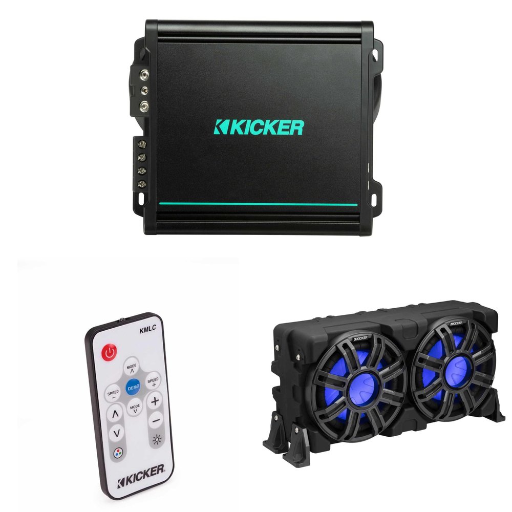 KICKER 51MWLE104 10 in Marine Subwoofer 48KMA8001 Amp Bundle