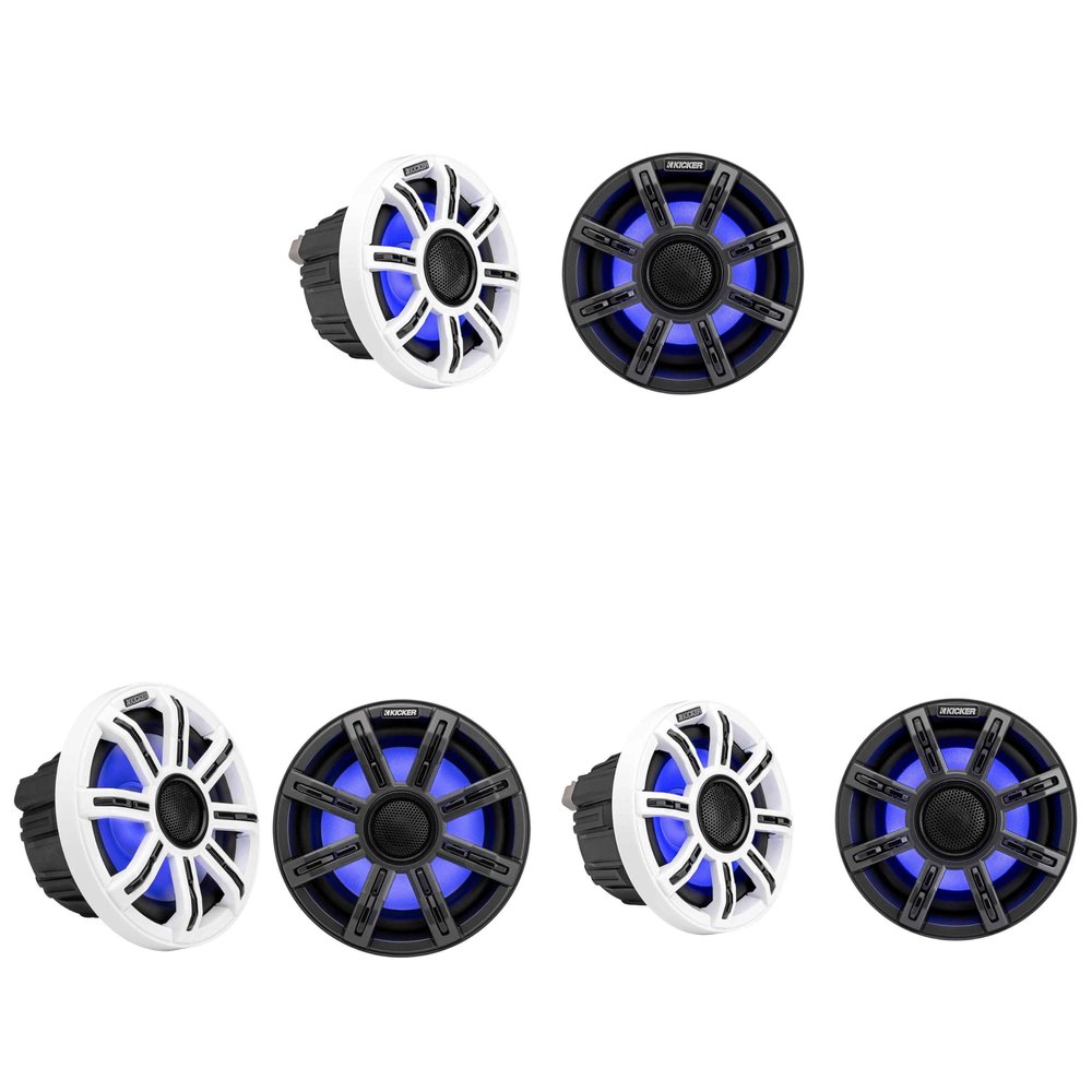 Kicker 51MSC84 - MSC 8-Inch Premium Marine 4-Ohm LED Coaxial System & (2 Pair) 51MSC65 6.5" Coaxial Bundle