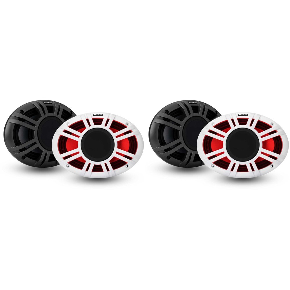 Kicker (2) 48KMXL69 6x9 4-Ohm RGB-LED KMXL Horn-Loaded Marine Coaxial Speakers, Pairs