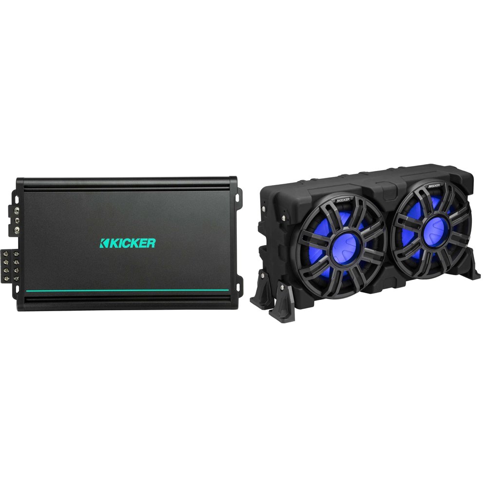 Kicker 51MWLE104 - MWE 10-Inch Loaded Premium Marine Sub Encl w/Passive Radiator 4ohm & 48KMA6004 Marine Amp Bundle