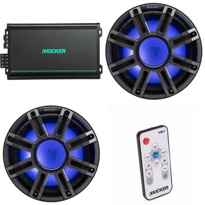 Kicker 51MWE124 2-Subwoofer 12 in Enclosure Marine Bundle 48KMA6004
