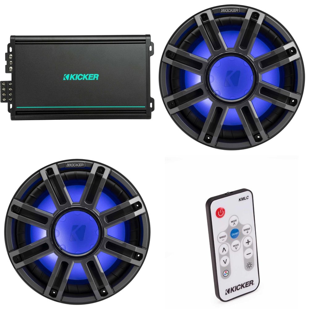Kicker 51MWE124 2-Subwoofer 12 in Enclosure Marine Bundle 48KMA6004