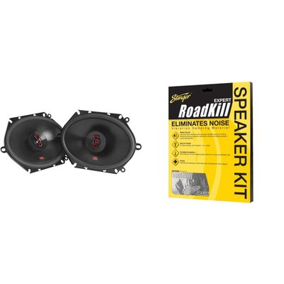 JBL Stage38627AM Stage3 5x7 / 6x8 Custom-Fit Two Way Car Audio Speakers with RKXSK Roadkill Speaker Sound Deadening Kit 2-Peice: 1.7sq-ft Total (10 x 12)