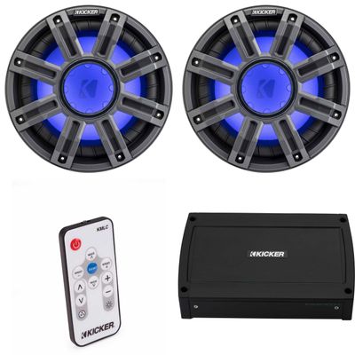 Kicker 51MWE104 2-Subwoofer 10 in Marine Bundle 48KXMA5004