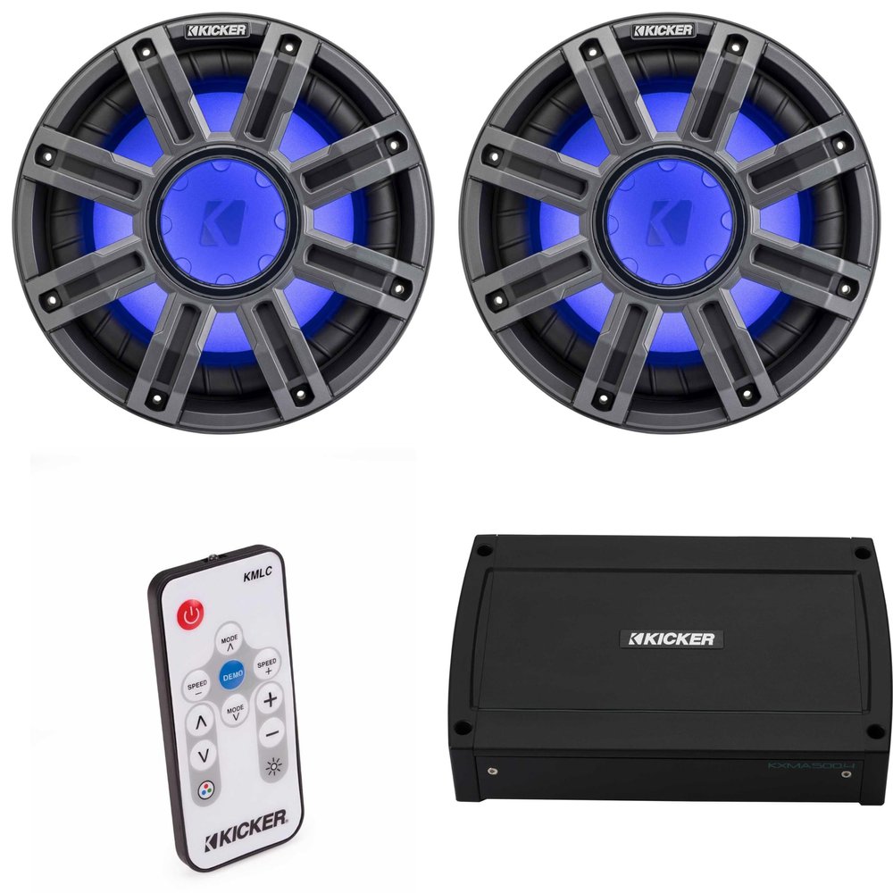 Kicker 51MWE104 2-Subwoofer 10 in Marine Bundle 48KXMA5004
