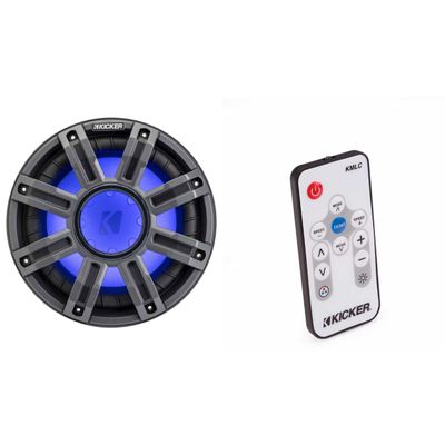 KICKER 51MWF104 MWF 10 in Marine Subwoofer LED Remote Bundle