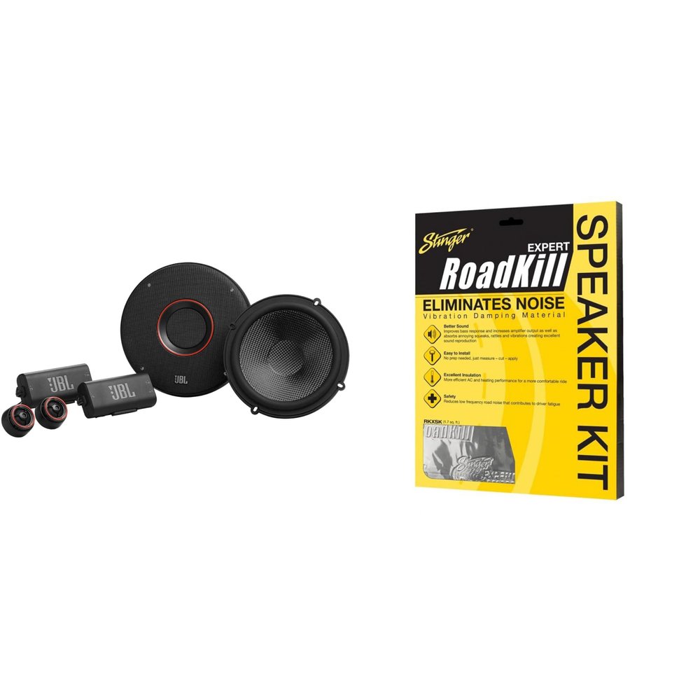 JBL CLUB-64CSQ Club Series 6.5" Premium Component Speakers, Pair with RKXSK Roadkill Speaker Sound Deadening Kit 2-Peice: 1.7sq-ft Total (10 x 12)