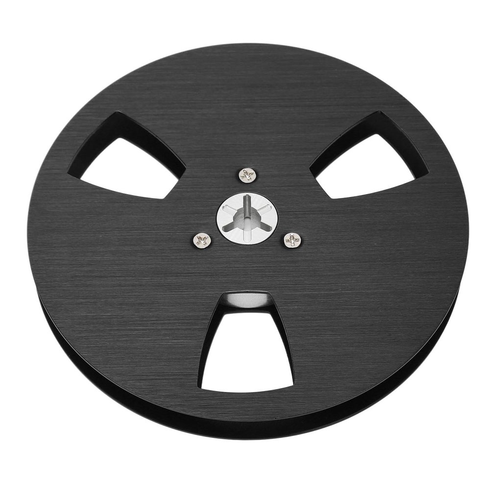 1 and 4 5 Inch Empty Consumer Electronics Tape Reel Aluminum Alloy Sound Tape Takeup Reel (Black)