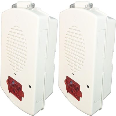 EL4XMTSTR-NW Pack of 2 Outdoor 4X Multitone Strobes, White; Red Lens; No Lettering; Sleek, Modern Aesthetics with No Visible Mounting Screws; Eight Commonly Used Alarm Tones in One Device