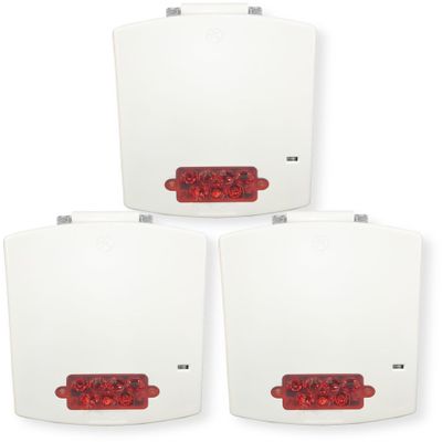 EL3RSTR-NW Pack of 3 Outdoor 3R Strobes, White; Red Lens; No Lettering; Sleek, Modern Aesthetics with No Visible Mounting Screws; Both Wall and Ceiling Mount