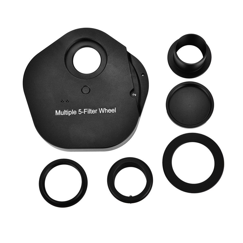 1.25inch Eyepiece 5 Position Manual Filter Wheel with T2 Mount Camera Adapter, Telescope Accessory for Astrophotography