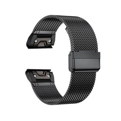 Stainless Steel Band for Garmin Watch Fenix 8 E 6 6x 7 7x Pro 5 5x Plus 5s 6s 20/22/26mm Metal Strap Wristband Bracelet(Black,26mm(Epix Pro 51mm))
