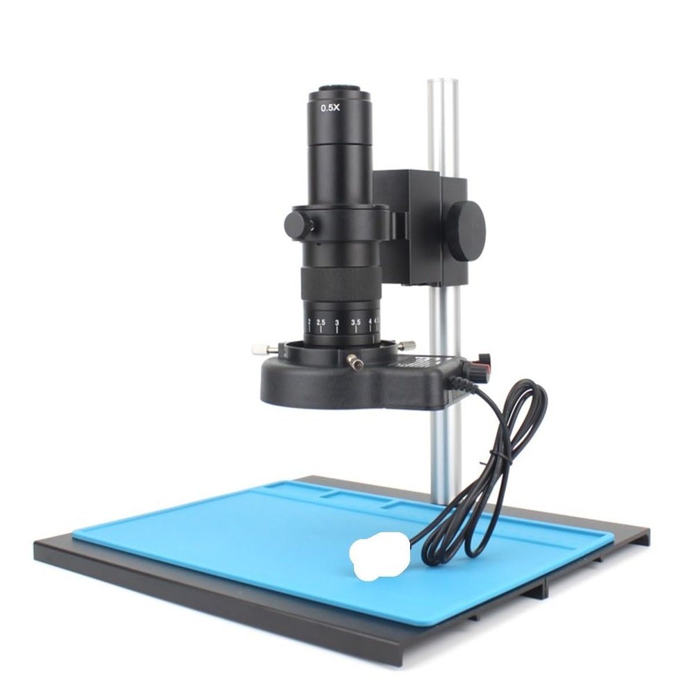 Microscope Observation 4K 48MP USB Digital Video Microscope Camera Adjustable Magnification 130X 180X C Mount Len 56 LED Ring Light(D 180X No Camera)