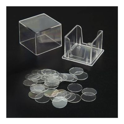 JOEBO Microscope Kit 100pcs Round Microscope Glass Slide Cover Slips Blank Slides Coverslip Thickness 0.13-0.17mm 1 Box, 3 4 5 6 8mm Microscope Lens Adapters(8mm)