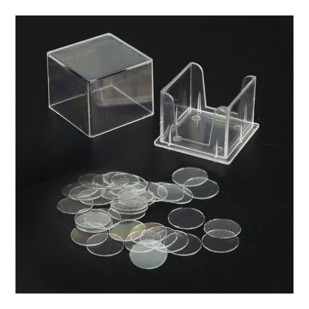 JOEBO Microscope Kit 100pcs Round Microscope Glass Slide Cover Slips Blank Slides Coverslip Thickness 0.13-0.17mm 1 Box, 3 4 5 6 8mm Microscope Lens Adapters(8mm)