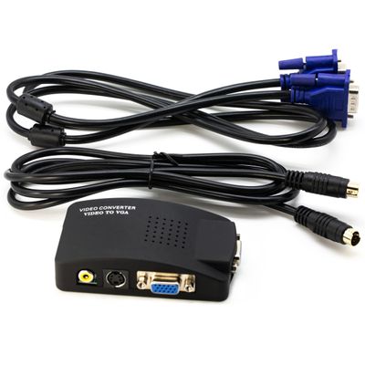 jujinglobal for VCR AV S-Video to VGA Video Composite Converter Adapter for DVD DVR Laptop Monitor Projector Signal Transfer TVBox Female Input