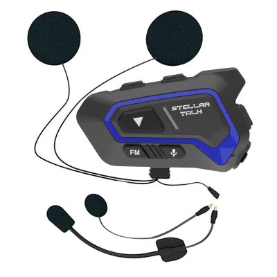 StellarTalk Motocycle Helmet Wireless Bluetooth Headset BlueT-S5-PRO Blue IP67 Waterproof Moto Biking & Skiiing/1000M Intercom/FM Radio/2 in 1 Microphone/6 Riders Intercom/