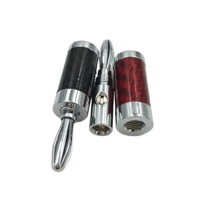 8Pcs Rhodium Plated Carbon Fiber Speaker Cable 4mm Banana Male Terminal Jack Audio Connector(Red)
