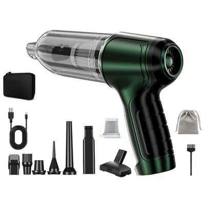 Car Vacuum Portable Cordless Air Blower Duster Mini Computer Keyboard Cleaner Handheld Pro Best Suction High Power Rechargeable 12000 pa Brushless Motor for Home Kitchen Office Window(Green)