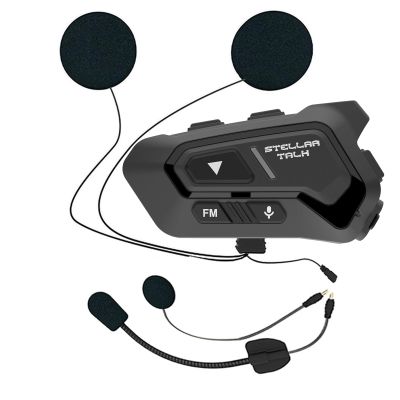 StellarTalk Motocycle Helmet Wireless Bluetooth Headset BlueT-S5 Black IP67 Waterproof Moto Biking & Skiiing /1000M Intercom/2 in 1 Microphone/2 Riders Intercom/