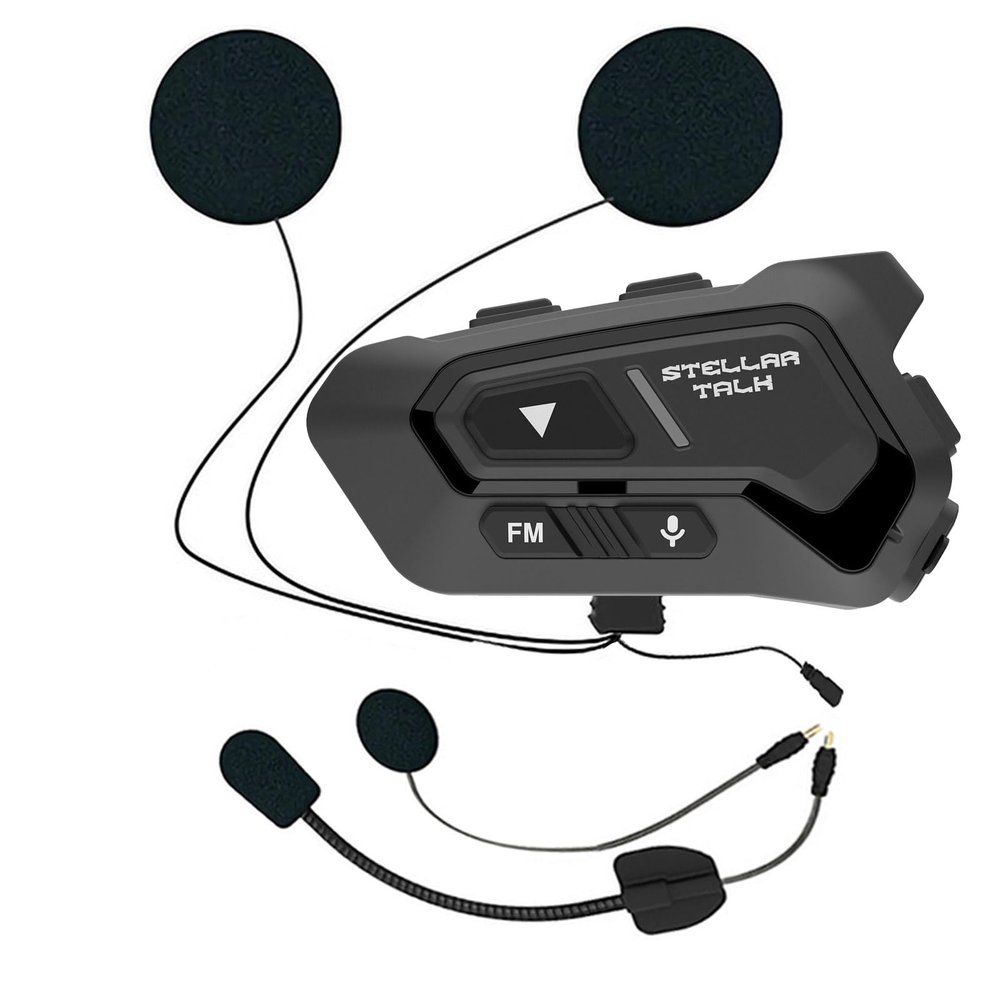 StellarTalk Motocycle Helmet Wireless Bluetooth Headset BlueT-S5 Black IP67 Waterproof Moto Biking & Skiiing /1000M Intercom/2 in 1 Microphone/2 Riders Intercom/