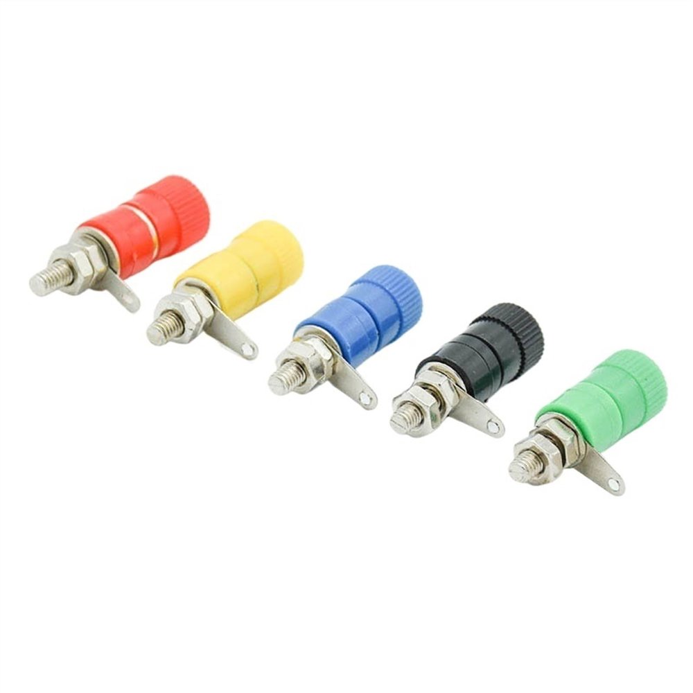 100pcs Terminal Blocks 4mm Amplifier Terminal Connector Binding Post Banana Jack Mount 5 Colors red Black Blue Green(100 Green)