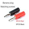 10/5pcs 4mm Banana Pure Copper Plated Bromine Matching Screws Solderless Side Stackable Banana Red and Black(5PCS Red 5PCS Black) view 2