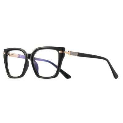 MORESHINE Fashion Oversized Square Blue Light Glasses for Women Anti Fatigue Prevent Headache Computer Eyeglasses Frames (Black)