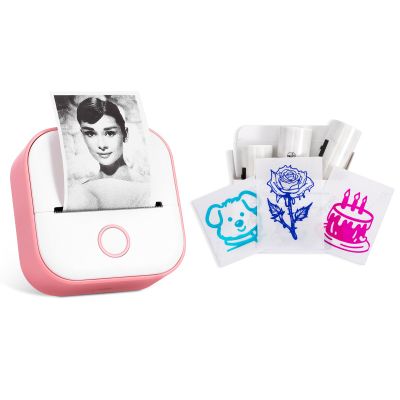 Memoking T02 Mini Sticker Printer - Portable Thermal Inkless Sticker Maker Machine - Bluetooth Phone Printer for Study Graphics, Anatomical Diagrams, Photos, Students