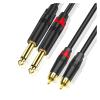 HiFi Cable Stereo 6.35mm to 2 R/CA Cable Y-Splitter TRS 6.35 to Double R/CA Signal Adapter Line Compatible with The Amplifier Mixer 1m 10m(1 in 1,0.3m) view 2