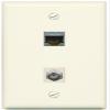 RiteAV 1 Port Cat6 Shielded 1 Coax Wall Plate Flat Light Almond - Bracket Included view 1